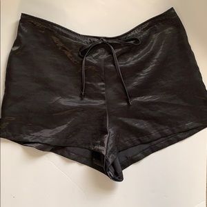 Silence + Noise Black Satin Drawstring Shorts